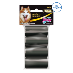 SACCHETTI IGIENICI NERI PER CANI 4 ROTOLINI (20 sacchetti a rotolino)