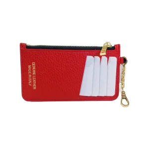 PORTACARTE CON MOSCHETTONE IN PELLE ROSSO 135