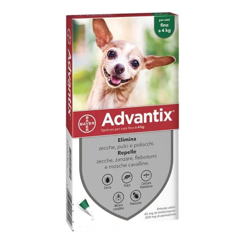 ADVANTIX CANI 0 – 4 KG 6 PIP.