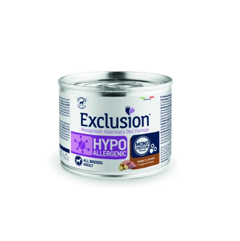 EXCLUSION CANE HYPOALLERGENIC CONIGLIO E PATATE GR 200 X 24