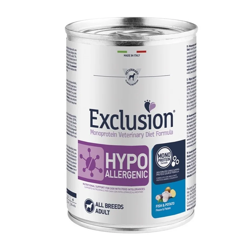 EXCLUSION CANE HYPOALLERGENIC PESCE E PATATE ALL BREEDS GR 400 X 24