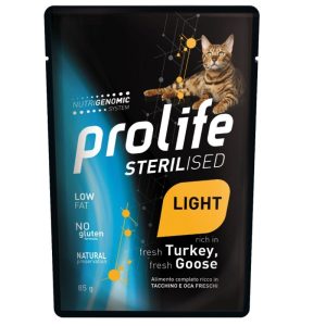PROLIFE GATTO STERILISED ADULT TACCHINO E OCA BUSTA GR 85 X 12